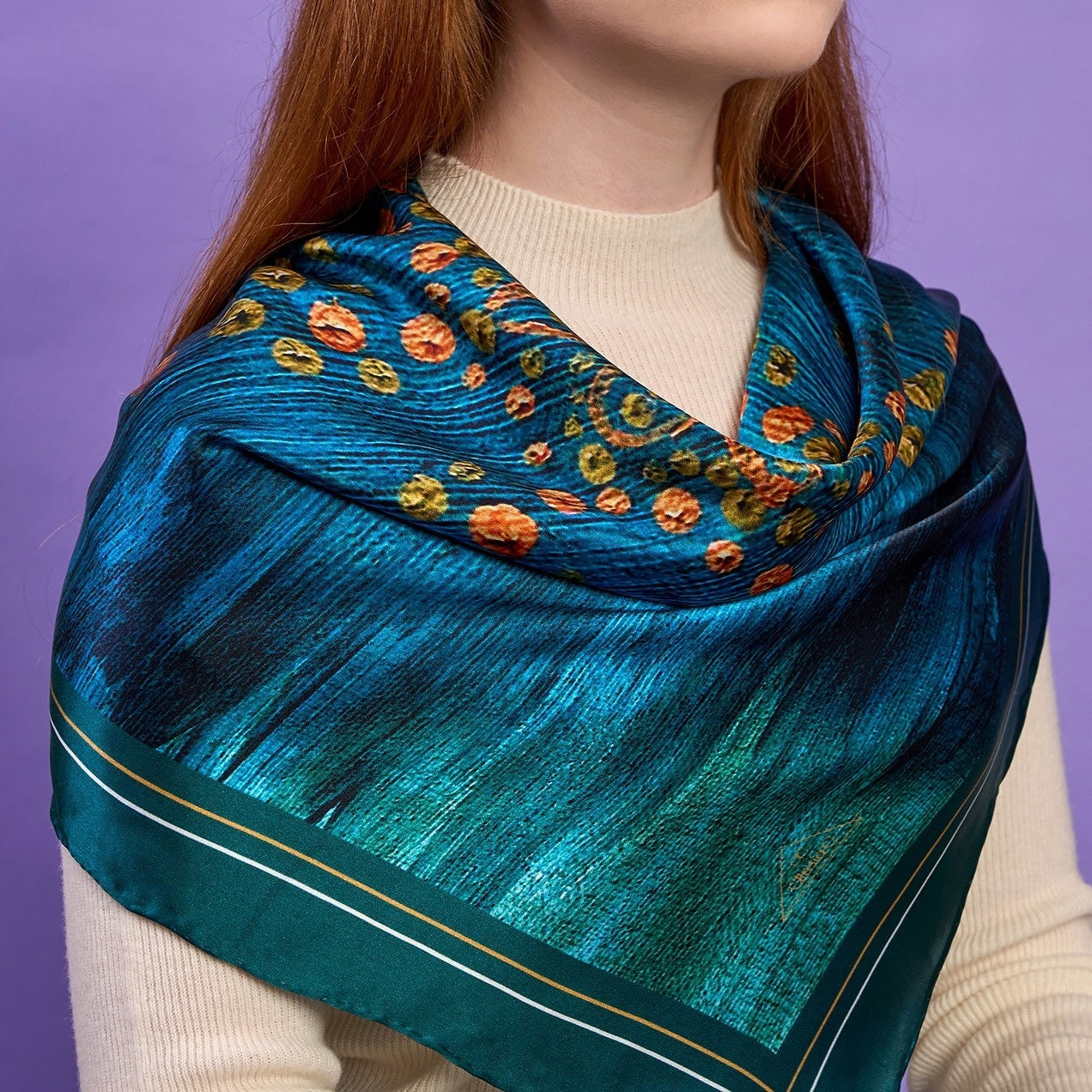 Paul Tazewell Silk Scarf Green on model